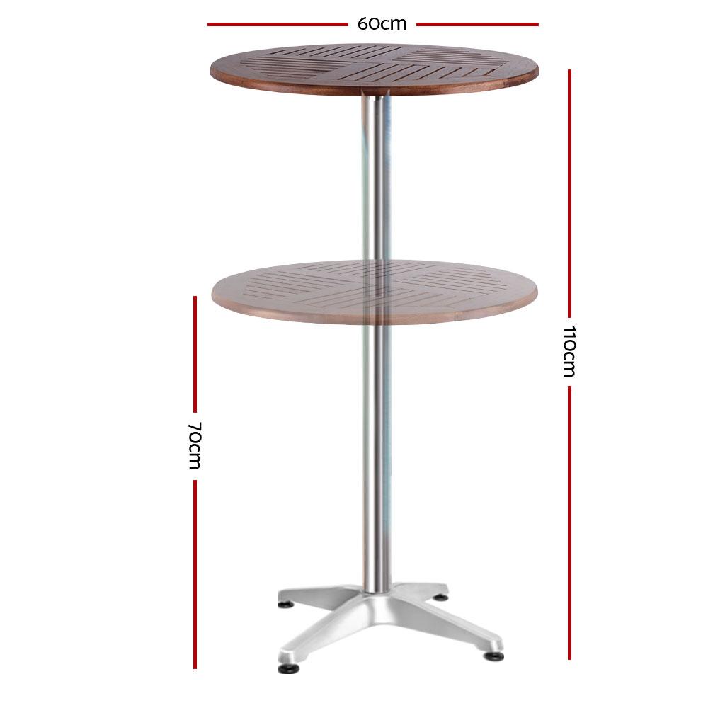 Gardeon Outdoor Bar Table featuring a smooth hardwood top and adjustable aluminium base, perfect for cafes and patios.